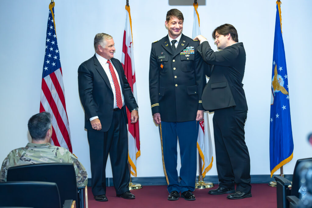 Family, friends, fellow service members and mentors gathered for the historic commissioning of Nick Harrison as an officer in the United States Army at the D.C. Armory in Washington, D.C. on August 5.