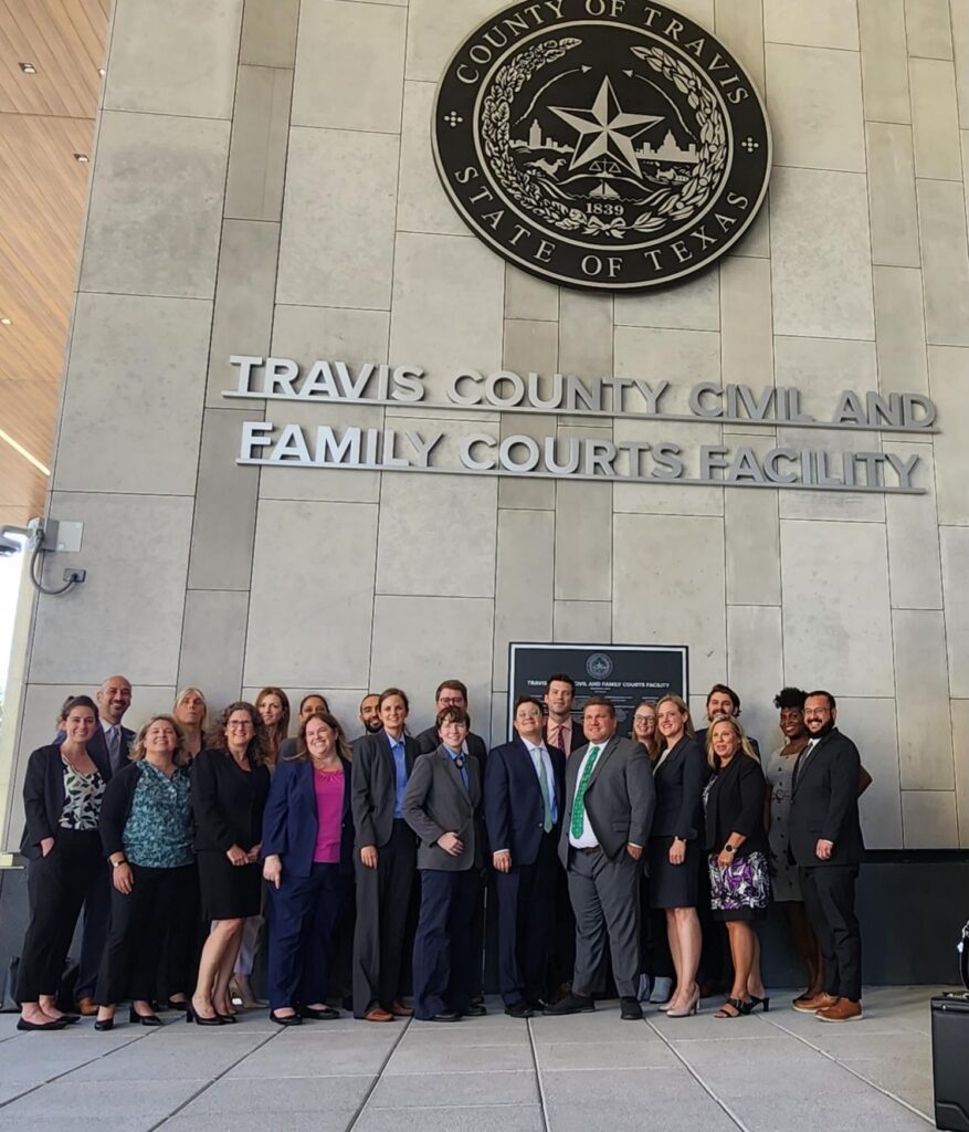 Loe v. Texas trial team outside the courthouse in Austin.