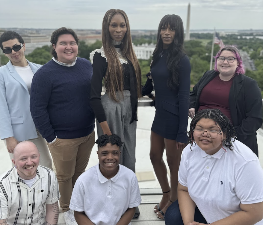 Safe Havens Report youth contributors and Lambda Legal staff pose with actress Dominque Jackson in Washington, D.C.