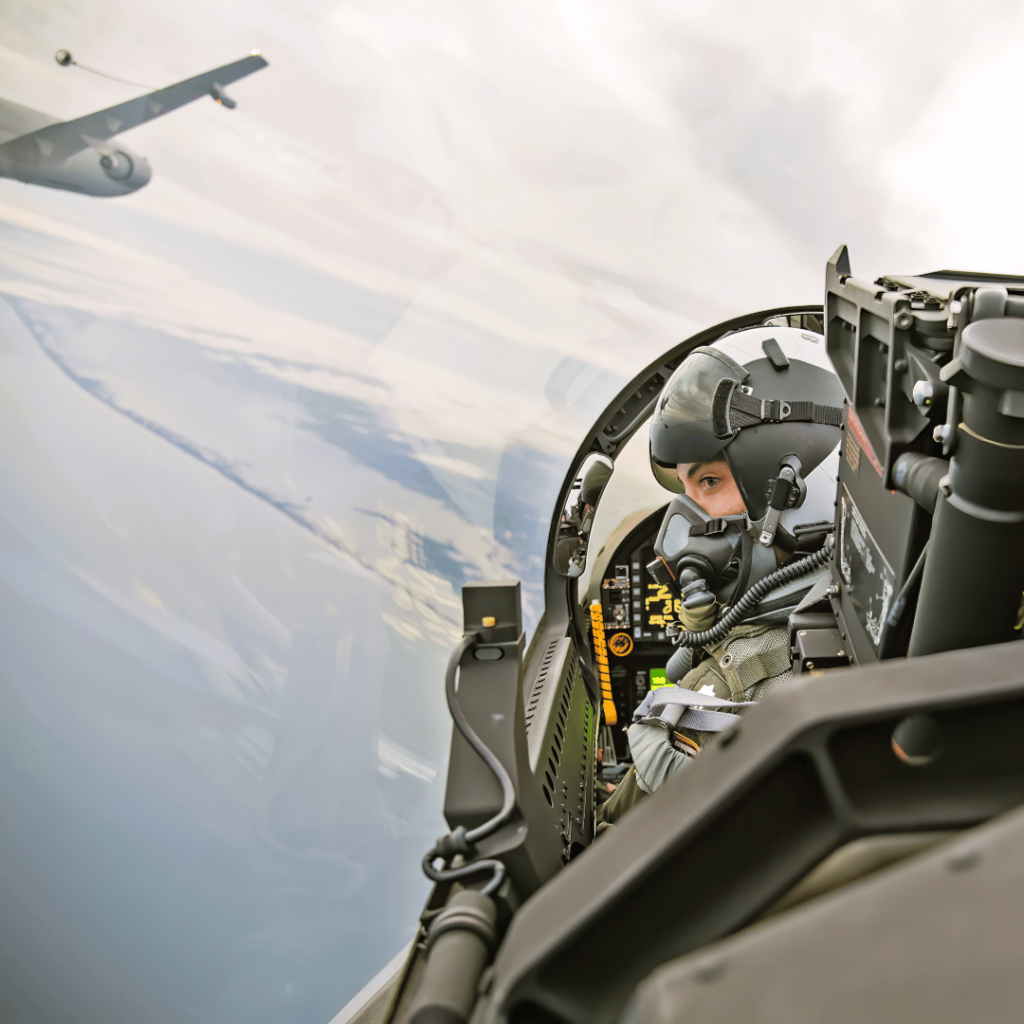 Lambda Legal plaintiff Emily Shilling flying for the Air Force.