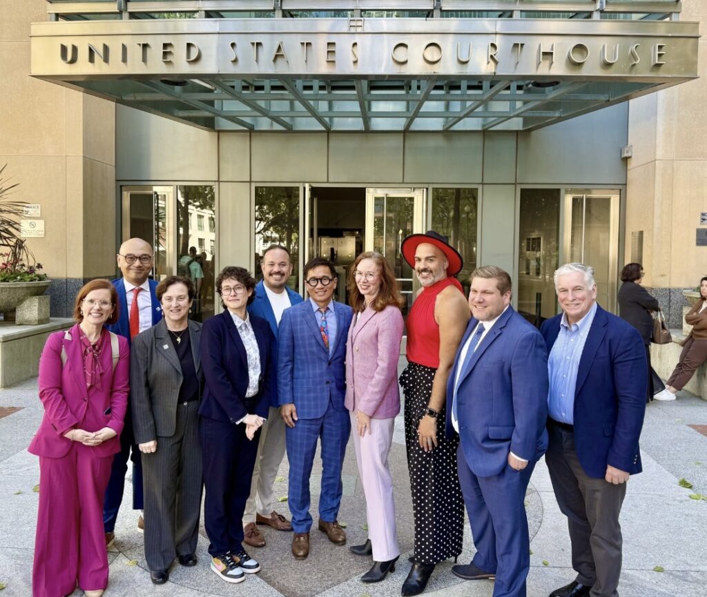 Members of the legal team and plaintiffs in SFAF v. Trump outside the courthouse